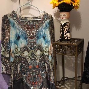 OneWorld beautifully printed top.  Hardly worn. Size large
